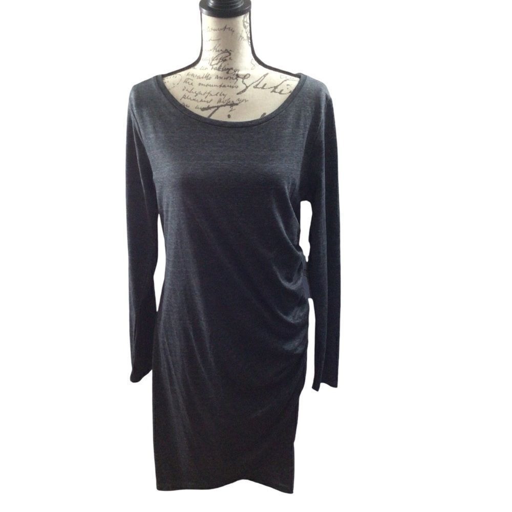SALE Woman's Leith Long Sleeve Rouched Gray Casual Bodyconโ Dress NWT Nordstrom